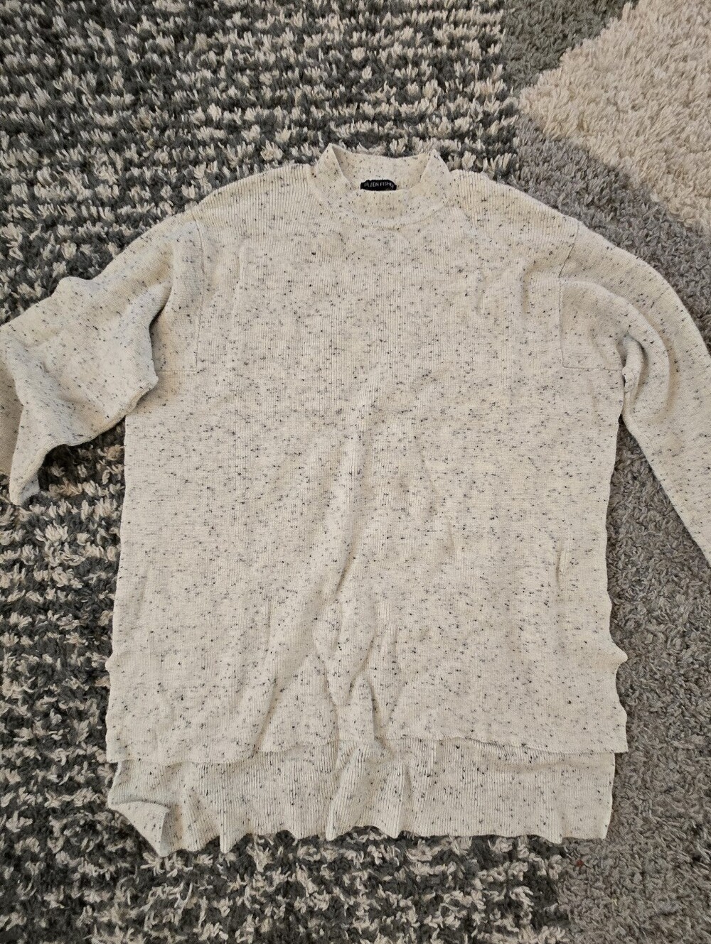 Eileen Fisher Speckled Cream Knit Oversized Sweater
